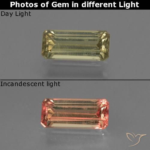 0.91ct Натуральный Средний желтый Диаспора, меняющая цвет, Изумрудная огранка, Чистота VS
