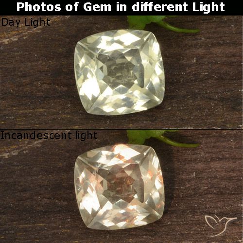 0.76ct Натуральный Очень светло-желтый Диаспора, меняющая цвет, Подушка, Чистота VS