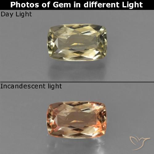 0.82ct Натуральный Средний желтый Диаспора, меняющая цвет, Подушка, Чистота VS