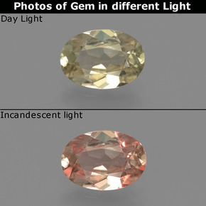 0.73 карата, натуральный Коричневато-желтый Диаспора, меняющая цвет, Огранка Овал, VVS-VS