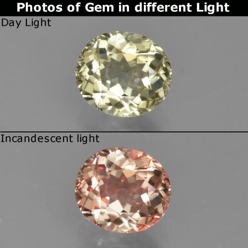 0.85 карата, натуральный Очень светло-желтый Диаспора, меняющая цвет, Огранка Овал, Чистота VS