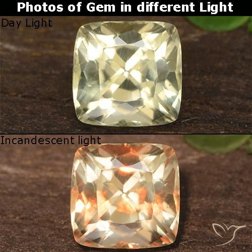 0.87ct Натуральный Светло-желтый Диаспора, меняющая цвет, Подушка, VVS-VS