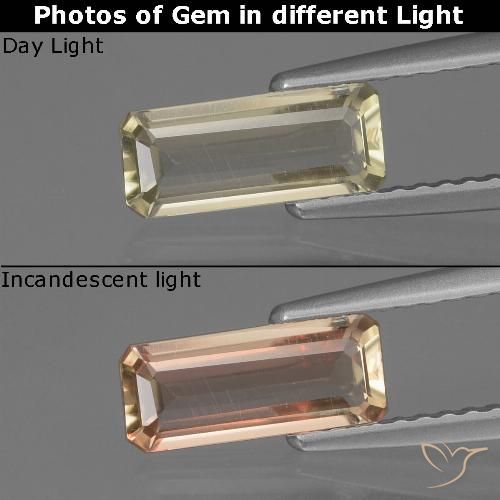 0.84ct Натуральный Палевый Диаспора, меняющая цвет, Изумрудная огранка, VVS-VS