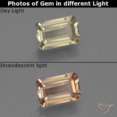 0.67ct Натуральный Коричневато-желтый Диаспора, меняющая цвет, Изумрудная огранка, Чистота VS