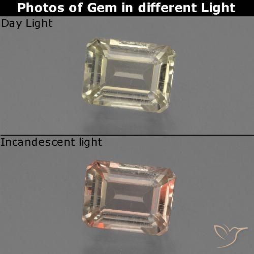 0.80ct Натуральный Светло-желтый Диаспора, меняющая цвет, Изумрудная огранка, Чистота VS