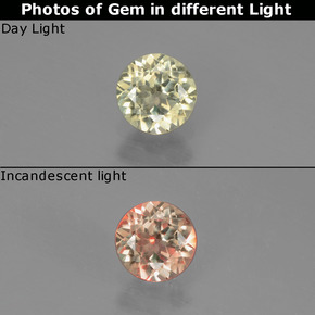 0.53 карата, натуральный Зеленый/Розовый Диаспора, меняющая цвет, Огранка Круг, Чистота VS