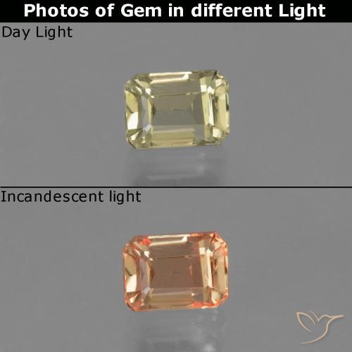 0.96ct Натуральный Палевый Диаспора, меняющая цвет, Изумрудная огранка, VVS-VS