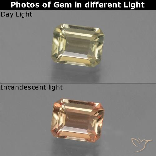 0.95ct Натуральный Палевый Диаспора, меняющая цвет, Изумрудная огранка, VVS-VS