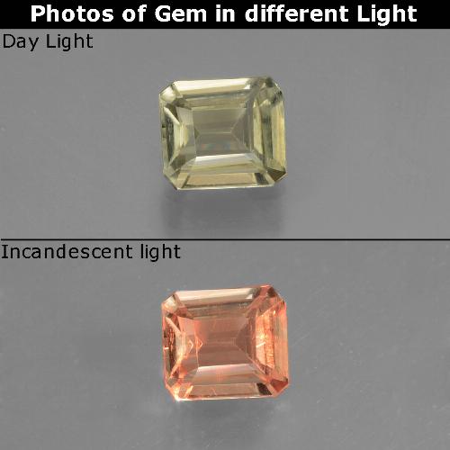 Натуральный Желтый бежевый Диаспора, меняющая цвет 0,74 карата Изумрудная огранка, VVS-VS