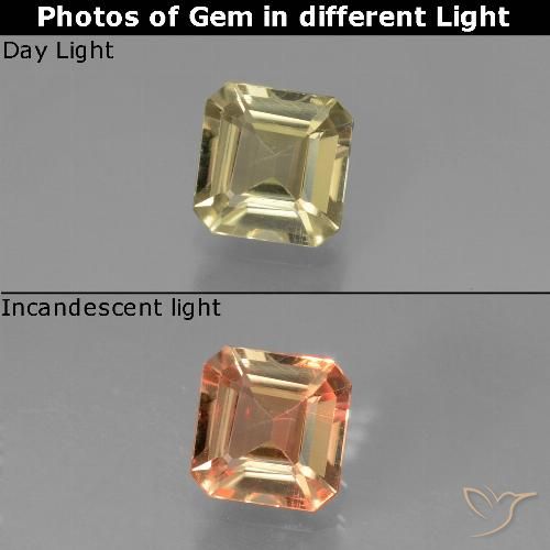 0.84ct Натуральный Землисто-желтый Диаспора, меняющая цвет, Изумрудная огранка, VVS-VS