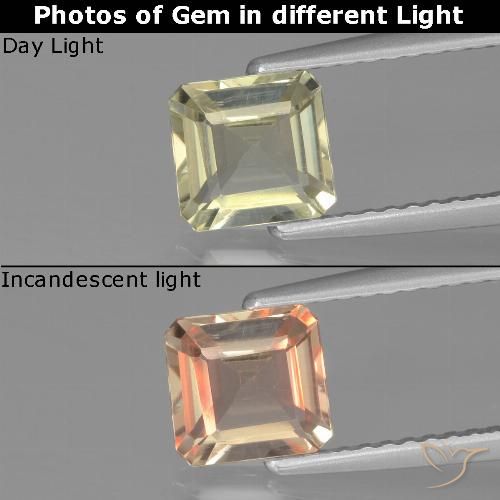 1.03ct Натуральный Очень светло-желтый Диаспора, меняющая цвет, Изумрудная огранка, VVS-VS