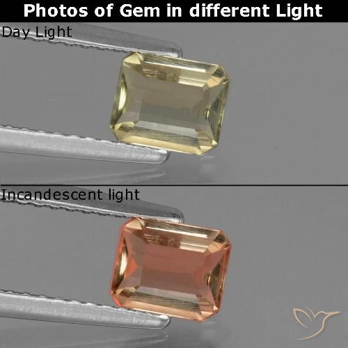 0.74ct Натуральный Теплый желтый Диаспора, меняющая цвет, Изумрудная огранка, Чистота VS