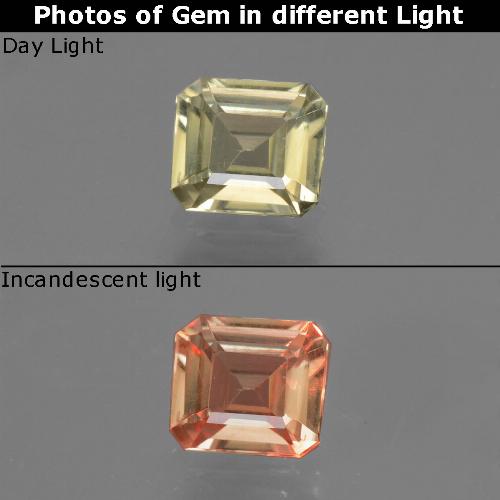 0.72 карата, натуральный Очень светло-желтый Диаспора, меняющая цвет, Изумрудная огранка, VVS-VS