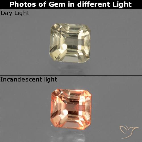 0.77ct Натуральный Очень светло-желтый Диаспора, меняющая цвет, Изумрудная огранка, Чистота VS