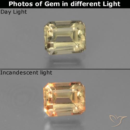 0.96ct Натуральный Желтый бежевый Диаспора, меняющая цвет, Изумрудная огранка, VVS-VS