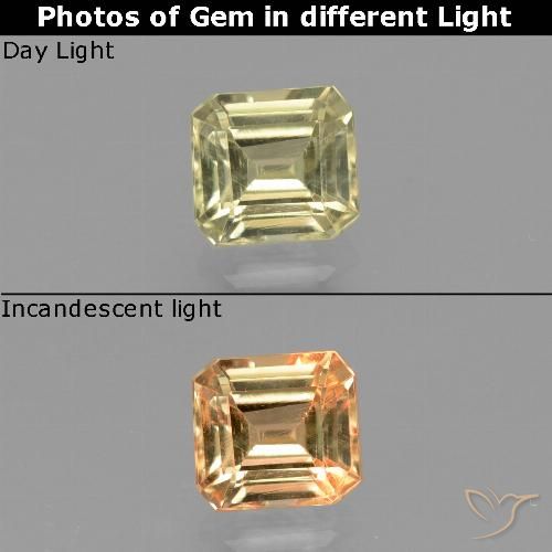 0.87ct Натуральный Мягкий желтый Диаспора, меняющая цвет, Изумрудная огранка, Чистота VS