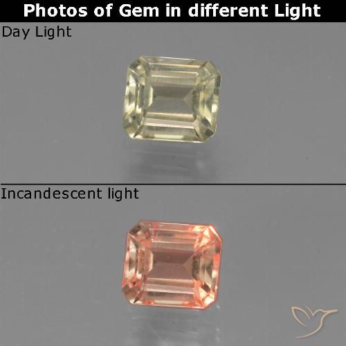 0.80ct Натуральный Теплый желтый Диаспора, меняющая цвет, Изумрудная огранка, VVS-VS