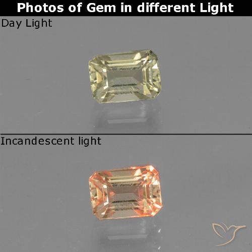 0.83ct Натуральный Очень бледно-желтый Диаспора, меняющая цвет, Изумрудная огранка, VVS-VS