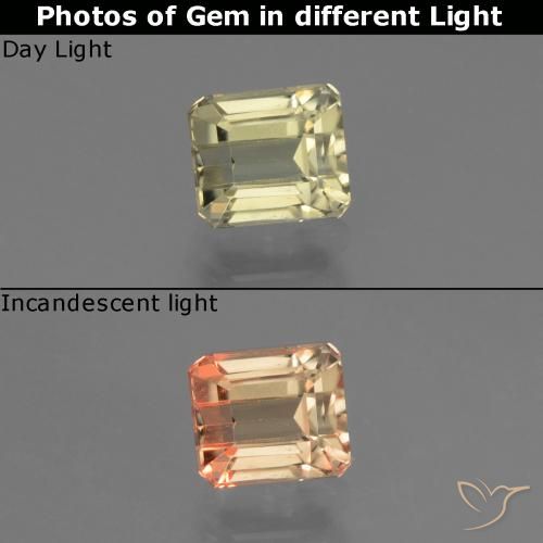 1.07ct Натуральный Очень светло-желтый Диаспора, меняющая цвет, Изумрудная огранка, Чистота VS