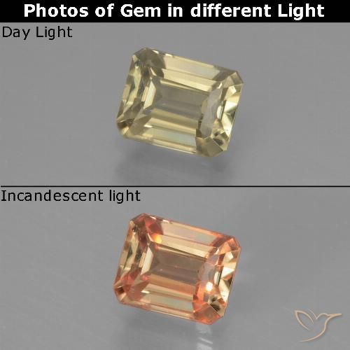0.86ct Натуральный Землисто-желтый Диаспора, меняющая цвет, Изумрудная огранка, Чистота VS