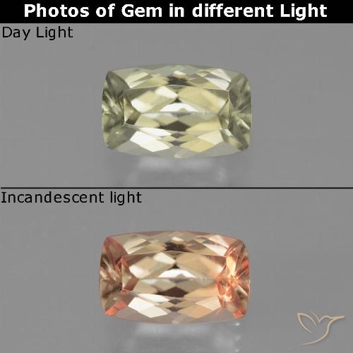 1.27ct Натуральный Очень светло-желтый Диаспора, меняющая цвет, Подушка, VVS-VS