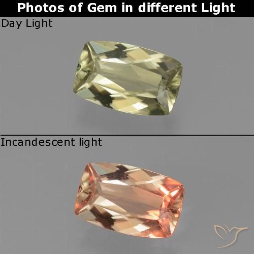 1.05ct Натуральный Очень светлый золотисто-желтый Диаспора, меняющая цвет, Подушка, VVS-VS