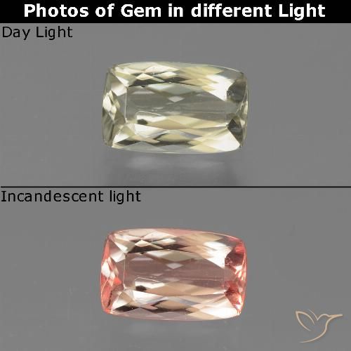 1.24ct Натуральный Коричневато-желтый Диаспора, меняющая цвет, Подушка, VVS-VS