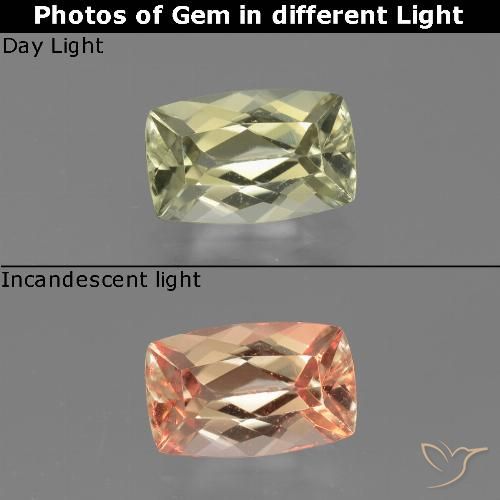 1.32ct Натуральный Очень светло-желтый Диаспора, меняющая цвет, Подушка, VVS-VS