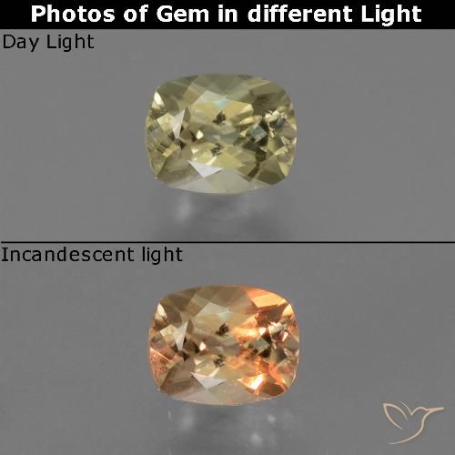 0.76ct Натуральный Палевый Диаспора, меняющая цвет, Подушка, Чистота VS