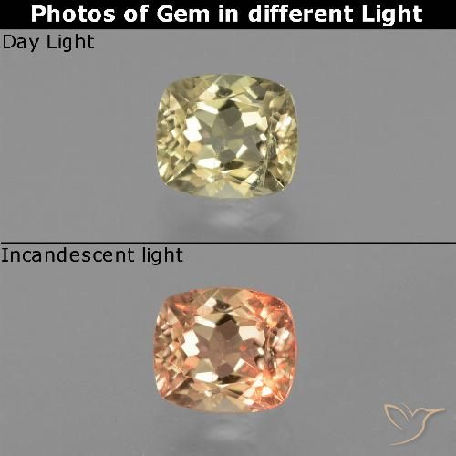 0.80ct Натуральный Желтый бежевый Диаспора, меняющая цвет, Подушка, Чистота VS