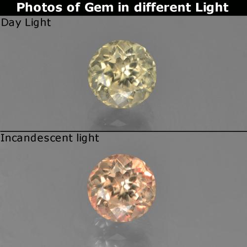 0.68 карата, натуральный Очень светло-желтый Диаспора, меняющая цвет, Огранка Круг, Чистота VS