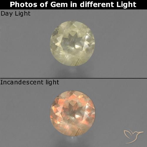 0.50ct Натуральный Светло-желтый Диаспора, меняющая цвет, Круглый, Чистота VS