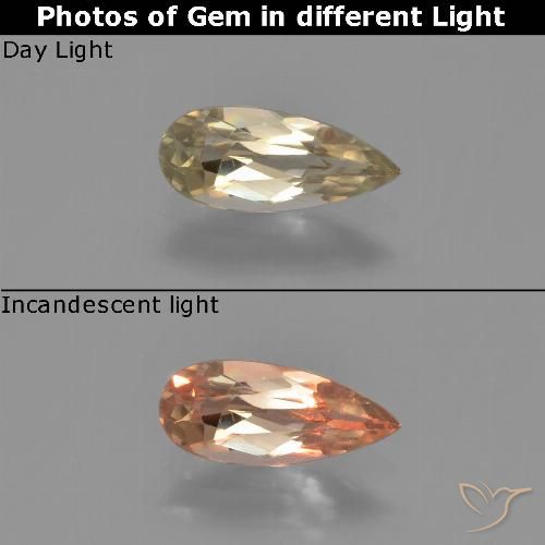 0.70ct Натуральный Землисто-желтый Диаспора, меняющая цвет, Форма груши, VVS-VS