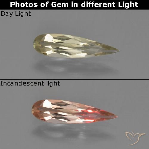 0.82ct Натуральный Землисто-желтый Диаспора, меняющая цвет, Форма груши, VVS-VS