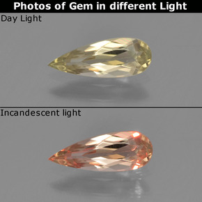 0.58 карата, натуральный Теплый желтый Диаспора, меняющая цвет, Форма груши, VVS-VS