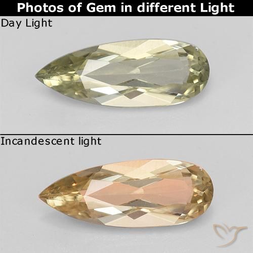 1.21ct Натуральный Очень светло-желтый Диаспора, меняющая цвет, Форма груши, VVS-VS