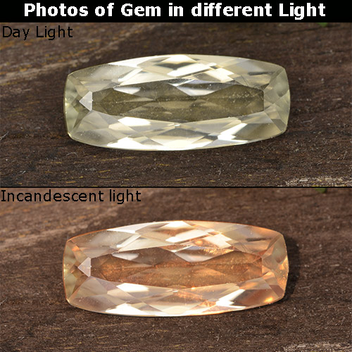 1.17 карата, натуральный Светло-желтый Диаспора, меняющая цвет, Подушка Крой, Чистота VVS