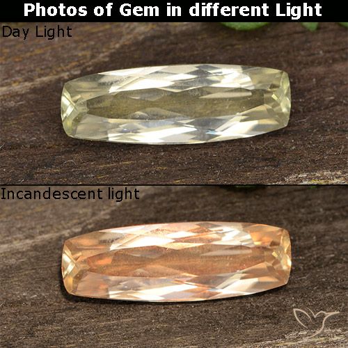1.01ct Натуральный Светло-желтый Диаспора, меняющая цвет, Подушка, Чистота VVS