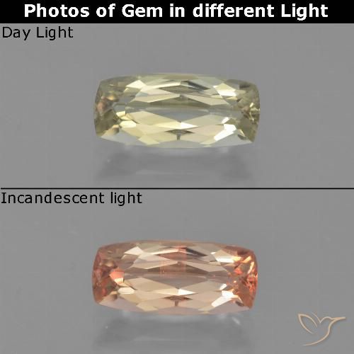 1.24ct Натуральный Очень бледно-желтый Диаспора, меняющая цвет, Подушка, Чистота VVS