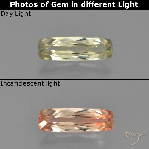 1.10ct Натуральный Очень светло-желтый Диаспора, меняющая цвет, Подушка, Чистота VVS