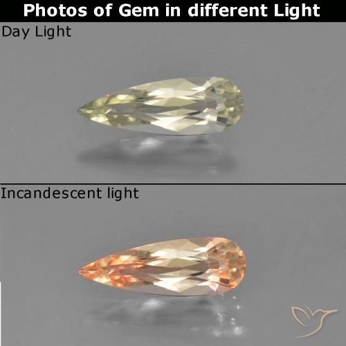 0.83ct Натуральный Желтый бежевый Диаспора, меняющая цвет, Форма груши, VVS-VS