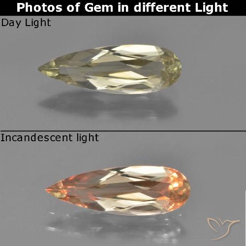 1.22ct Натуральный Коричневато-желтый Диаспора, меняющая цвет, Форма груши, Чистота VVS
