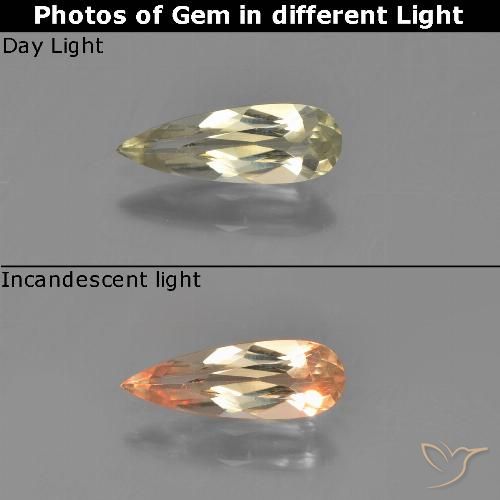 0.64ct Натуральный Очень светло-желтый Диаспора, меняющая цвет, Форма груши, VVS-VS