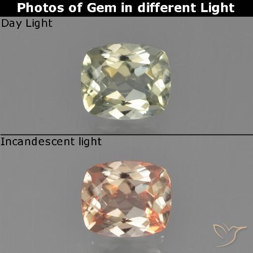 0.75ct Натуральный Желтый бежевый Диаспора, меняющая цвет, Подушка, Чистота VS
