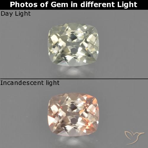 0.68ct Натуральный Светло-желтый Диаспора, меняющая цвет, Подушка, Чистота VS