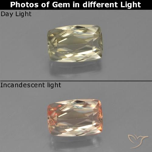 1.16ct Натуральный Светло-желтый Диаспора, меняющая цвет, Подушка, VVS-VS