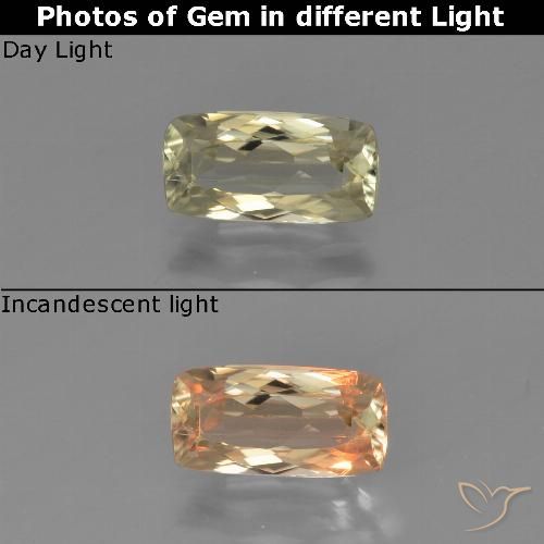 1.21ct Натуральный Светло-желтый Диаспора, меняющая цвет, Подушка, Чистота VS