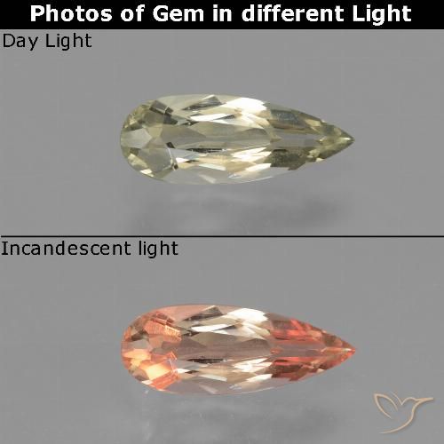 0.69ct Натуральный Очень светло-желтый Диаспора, меняющая цвет, Форма груши, VVS-VS