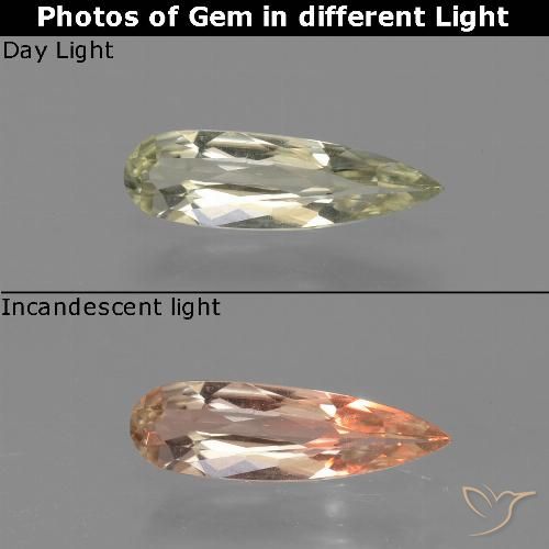 0.60ct Натуральный Светло-желтый Диаспора, меняющая цвет, Форма груши, VVS-VS
