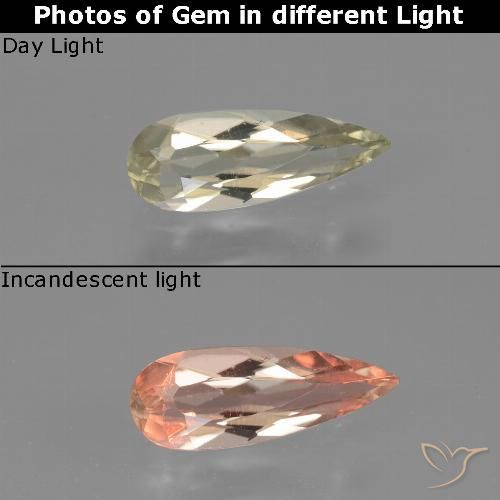 0.70ct Натуральный Очень светло-желтый Диаспора, меняющая цвет, Форма груши, VVS-VS